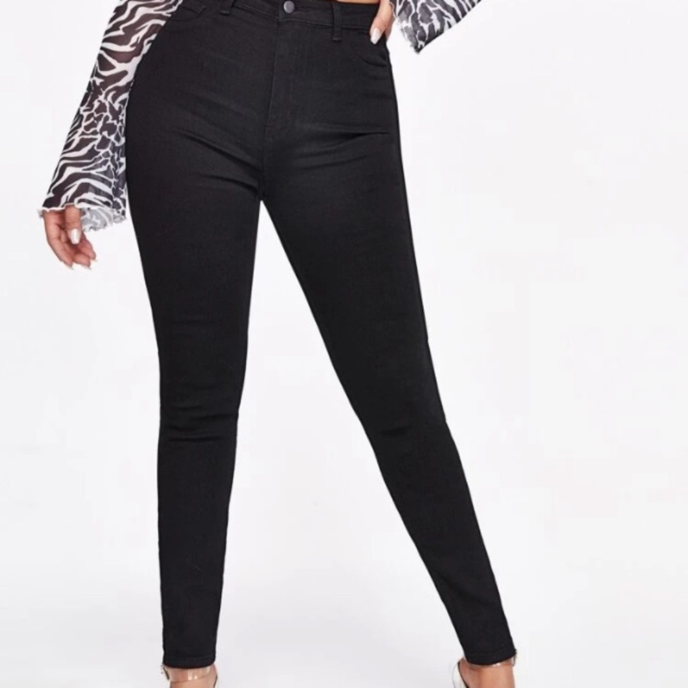 High waisted denim skinny jeans